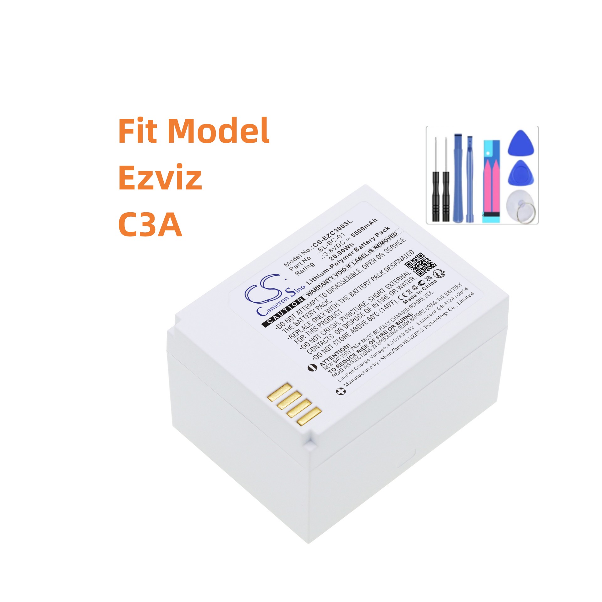 Home Security Battery Replacement - بطارية بديلة لكاميرا Ezviz: BL-BC-01، C3A،